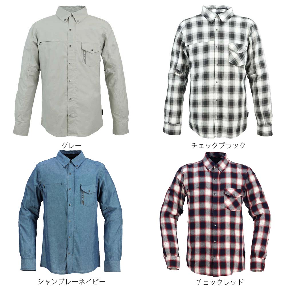 ラフアンドロード (ROUGH＆ROAD) RR1004 ★ラフライドシャツFP オートバイ用 胸・肩・肘・脊椎ワッフル..