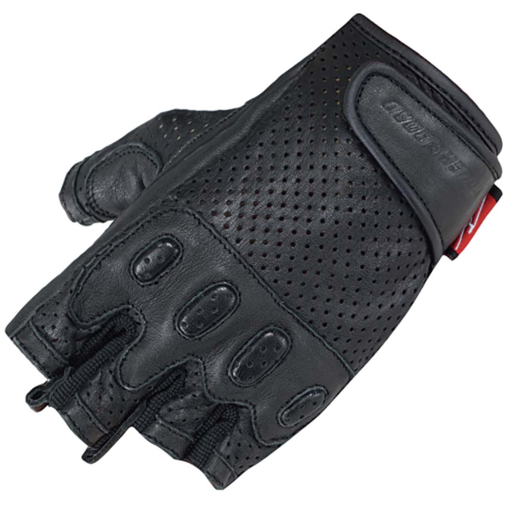 ラフアンドロード RR8361 パンチングレザーハーフフィンガーグローブDS 半指 夏用 ブラック ROUGH&ROAD RR8361