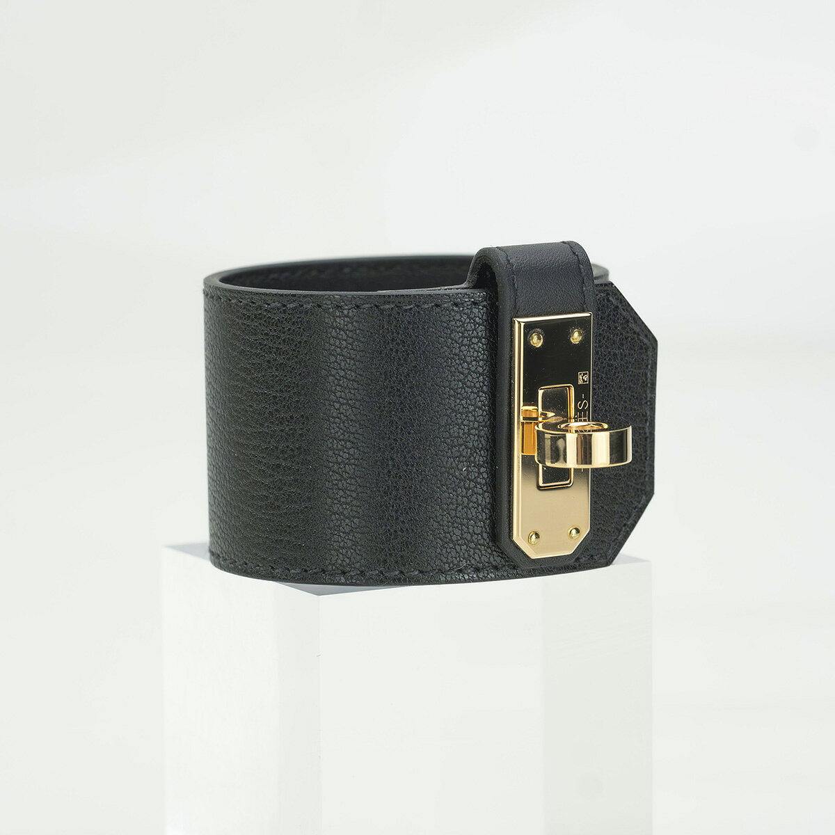 エルメス HERMES ブレスレット ケリー・ツイストGM レザー ブラック×ゴールド ヴォ...
