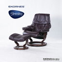 エコーネス リクライニングチェア＆オットマン Ekornes Stressless ストレスレスチェア Reno Mサイズ ボルドー ハイバック 本革 レザー 北欧デザイン ノルウェー【中古】【中古家具】【USED家具】【リユース】