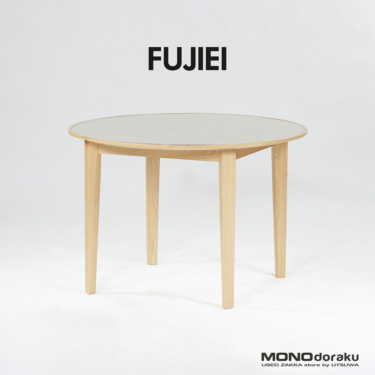 樂天商城 - 【中古】ダイニングテーブル 藤栄 FUJIEI PESCO ペスコ ラウンドテーブル 直径105cm アッシュ材 ガラス天板 円形 北欧 和モダン ナチュラル カフェ風 コンパクト 4人用 食卓テーブル 丸テーブル【中古ダイニングテーブル】【中古家具】【USED】
