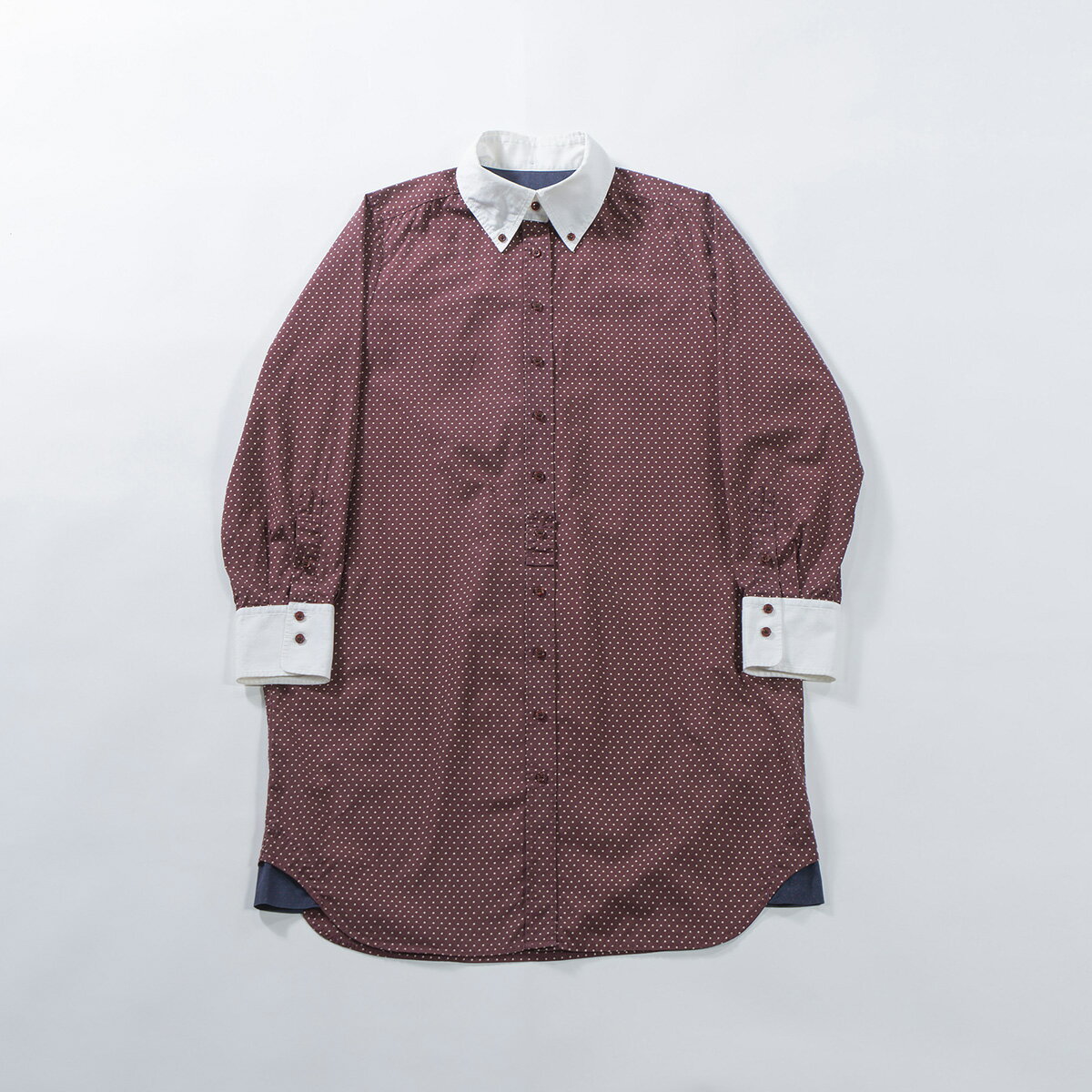 ポールスミス CARNABY Paul Smith カーナビー シャツワンピース 水玉 ドット バーガンディー ロングシャツ ブラウス クレリックシャツ レディースファッション レディーストップス【中古】【古着】【USED】