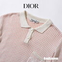 【中古】ディオール Christian Dior PRETA-PORTER ドットニットポロ ピンク レーヨン混 刺繍ロゴ 半袖ニット ポロシャツ レディースファッション レディーストップス【古着】【USED】