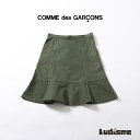 【古着】コムデギャルソン tricot COMME des GARCONS AD2001 ひざ丈スカート フレア切替 モスグリーン S コットン100% 栗原たお レディース モード 再構築 アシンメトリー【中古】【ブランド古着】【USED】