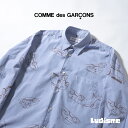 【古着】コムデギャルソン COMME des GARCONS SHIRT コムデギャルソンシャツ プリントシャツ 長袖 ブルー M フランス製 90s ヴィンテージ アーカイブ 希少 車柄 川久保玲 オーバーサイズ 総柄 アートデザイン メンズ ユニセックス【中古】【ブランド古着】【USED】