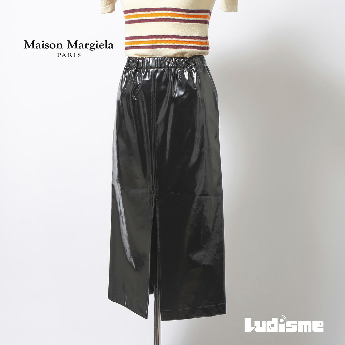 樂天商城 - 【古着】メゾンマルジェラ Maison Margiela エナメルスカート ミディ丈 フロントスリット レディース 38 イタリア製 ボトムス ミディスカート シャイニー レザー調 ハイウエスト モード タイト 光沢【中古】【ブランド古着】【USED】
