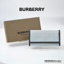 バーバリー BURBERRY エンボスロゴ フラップ長財布 コットンキャンバス レザー【中古】