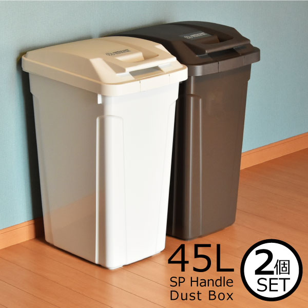 ゴミ箱 45リットル ふた付き 蓋付き 蓋つき スリム シンプル いたずら 防止 ゴミ袋が見えない キッチン 屋外 外置き ごみ箱 おしゃれ 大容量 大型 大きい ロック付き インテリア雑貨 角型 生ごみ おむつ 約幅30cm( SP ハンドル付分別ダストボックス 45L 2個セット )