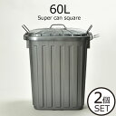 ゴミ箱 屋外 外置き 60リットル 60L 45リットル袋可 45L袋可 おしゃれ ふた付き 分別 蓋つき ダストボックス ごみ箱 ゴミ袋が見えない いたずら 防止 分別 シンプル スリム キッチン インテリア雑貨 北欧雑貨 おしゃれ 大容量 大型( スーパーカン 60型 角型 2個セット )