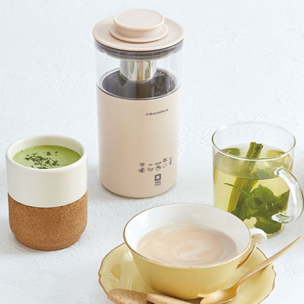 ミルクティー メーカー 自動 マシン おしゃれ おうちカフェ ティーメーカー 小型 ミキサー 粉末 インスタント コーヒー ココア スープ 紅茶 茶葉 攪拌機 ミルクフォーマー 電動 タンブラー 持ち運び 多機能 北欧 キッチン家電 ( recolte ミルクティーメーカー レコルト )