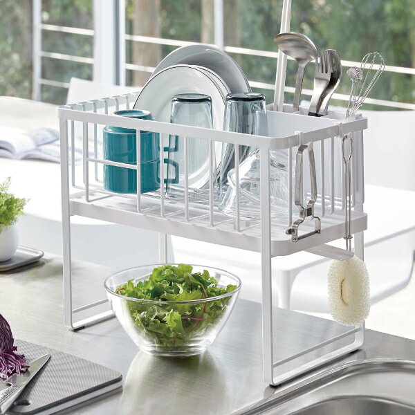 水切りかご おしゃれ 水切りカゴ 水切りラック シンク上 大容量 水切りトレー 水切りトレイ スリム ホワイト 白 ブラック 黒 北欧 洗い物 シンク周り キッチン収納 水切りバスケット デザイン 4386 4387 山崎実業 ツーウェイ水切りワイヤーバスケット2段 タワー Tower