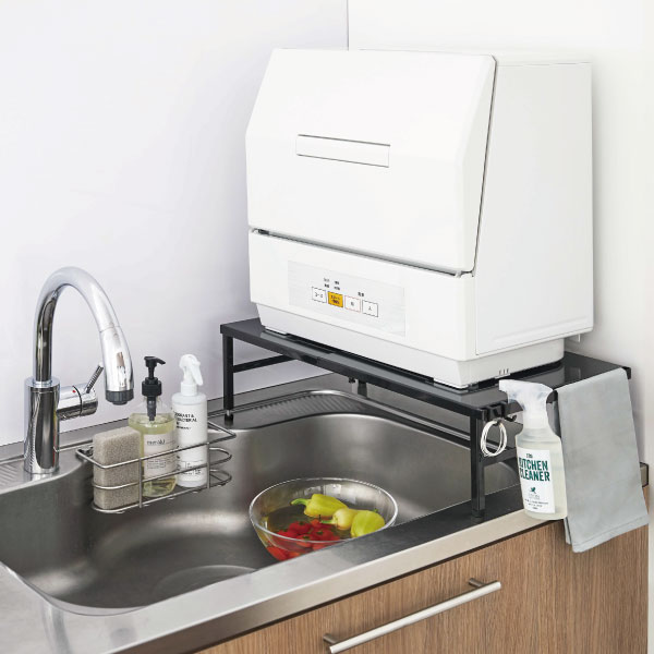食洗機台 スライド式 食器乾燥機 ラック 食器洗い乾燥機 置き台 おしゃれ 工事不要 頑丈 スチール シンク上 耐荷重約60kg キッチンラック 幅37cm 62cm 白 黒 ホワイト ブラック Yamazaki 5181 51 山崎実業 伸縮食洗機ラック タワー Tower 人気 新品 高品質のotherを