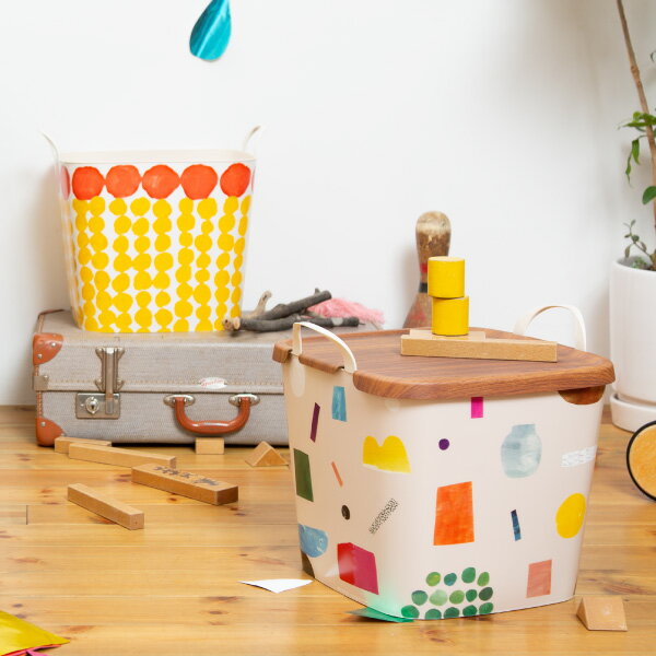 収納ボックス おしゃれ 木目調 トレイ 専用フタ ふた バケット baquet スタッキング 積み重ね おもちゃ箱 子ども部屋 洗濯カゴ 軽い 生活感隠す サイドテーブル インテリア雑貨 北欧 ギフト( stacksto, スタックストー onbaquet by mooq M オンバケット バイ ムーク M ) [2]