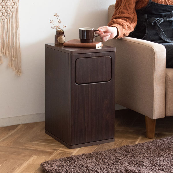 ゴミ箱 おしゃれ スリム ふた付き 木製 20リットル 小さい 幅25cm スイング ダストボックス 省スペース キッチン リビング 袋が見えない サイドテーブル フロントオープン ごみ箱 長方形 茶色 ブラウン 白 ホワイト( 木目調スイング式ダストボックス 20L ) [3]