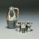 【桐箱入】大阪錫器 小酒器セット茶線みゆき【送料無料】※名入不可※(足付)【盃3ヶ】【錫タンブラー錫製品ビールジョッキ名入れぐい呑みタンブラー錫器茶筒酒器】