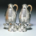 【送料無料】【ラッピング無料】【桐箱入】大阪錫器 中酒器セット白岩目(平足)【盃5ヶ】※名入不可※【錫タンブラー 錫製品 ビールジョッキ ぐい呑み タンブラー ...