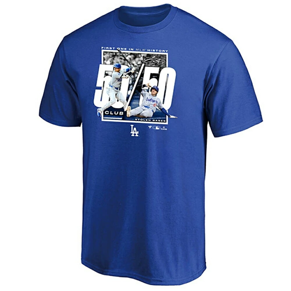 【送料無料】日本正規代理店商品 MLB ロサンゼルス・ドジャース DODGERS 公式 ★大谷翔平50-50達成記念Tシャツ☆ ブルー　Fanatics ファナティクスのサムネイル
