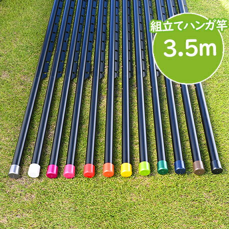 トヨトミの組み立て ハンガー掛け付き物干し竿 長さ:3.5m 本体色:ブラック色 組立てると一体型の1本竿になるハンガー掛け付き竿 錆びないアルミ合金 風で洗濯物が寄らず乾きやすい 洗濯ざお【日本国内名古屋工場製造品】