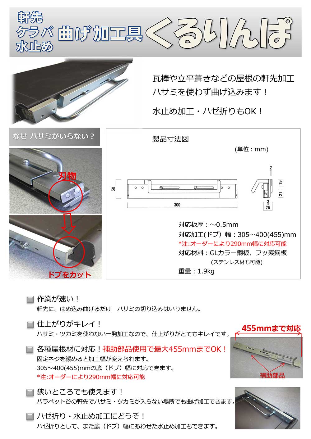 タカハシ機工 くるりんぱ ＆ ガチャポン ＆ 立ち上げくん セット＜軒先・ケラバ・水止めの曲げ加工＞【送料無料】 2