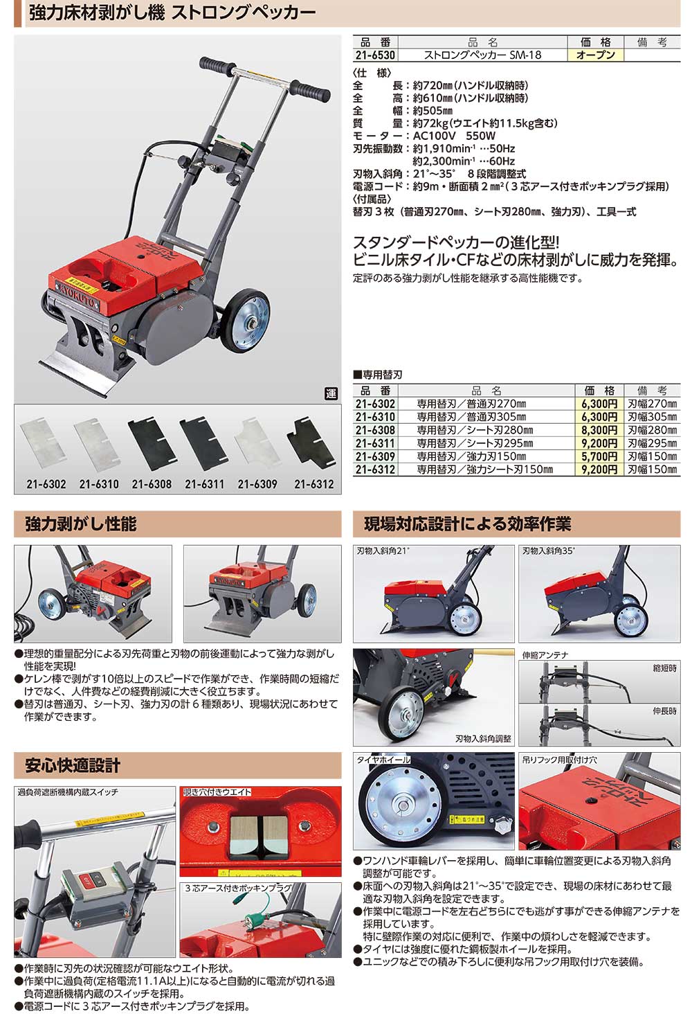 KLASS（極東産機） ストロングペッカー SM-18 ＜超強力床材剥がし機 21-6530 ビニ...