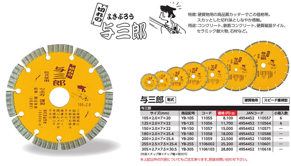 ツボ万 与三郎 YB-105 ＜105×2.0×7×20mm・ダイヤモンドカッター＞【送料無料】 2