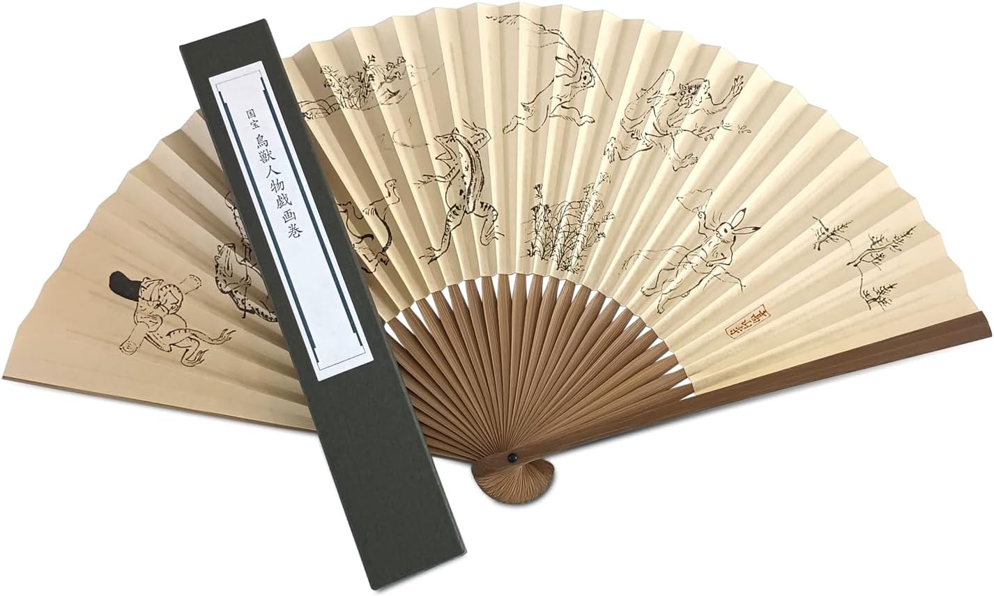 鳥獣戯画 扇子 国宝 鳥獣人物戯画 男女兼用 男 女 うちわ 団扇 相撲ウサギ 相撲カエル かえる ウサギ レキシ 漫画 マンガ おしゃれ かわいい 丈夫 絵巻...