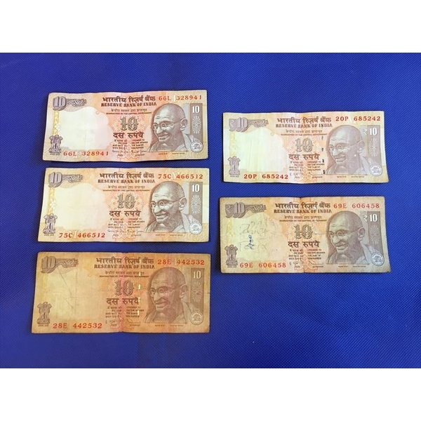 インドのガンジー紙幣　5枚セット 10ルピー　c4