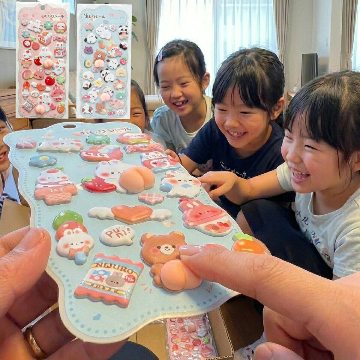 【PINK】 おしりシール ぷくぷくシール ぷにぷに ステッカー かわいい 動物 キャラクター デコ 癒し 手帳 スマホ ご褒美シール トイトレ まとめ買い セットHWE-4844 子供 キッズ 文房具 雑貨 プレゼント プチギフト monokono-bigbox-10000173 MONOKONO BIGBOX サンプル画像2