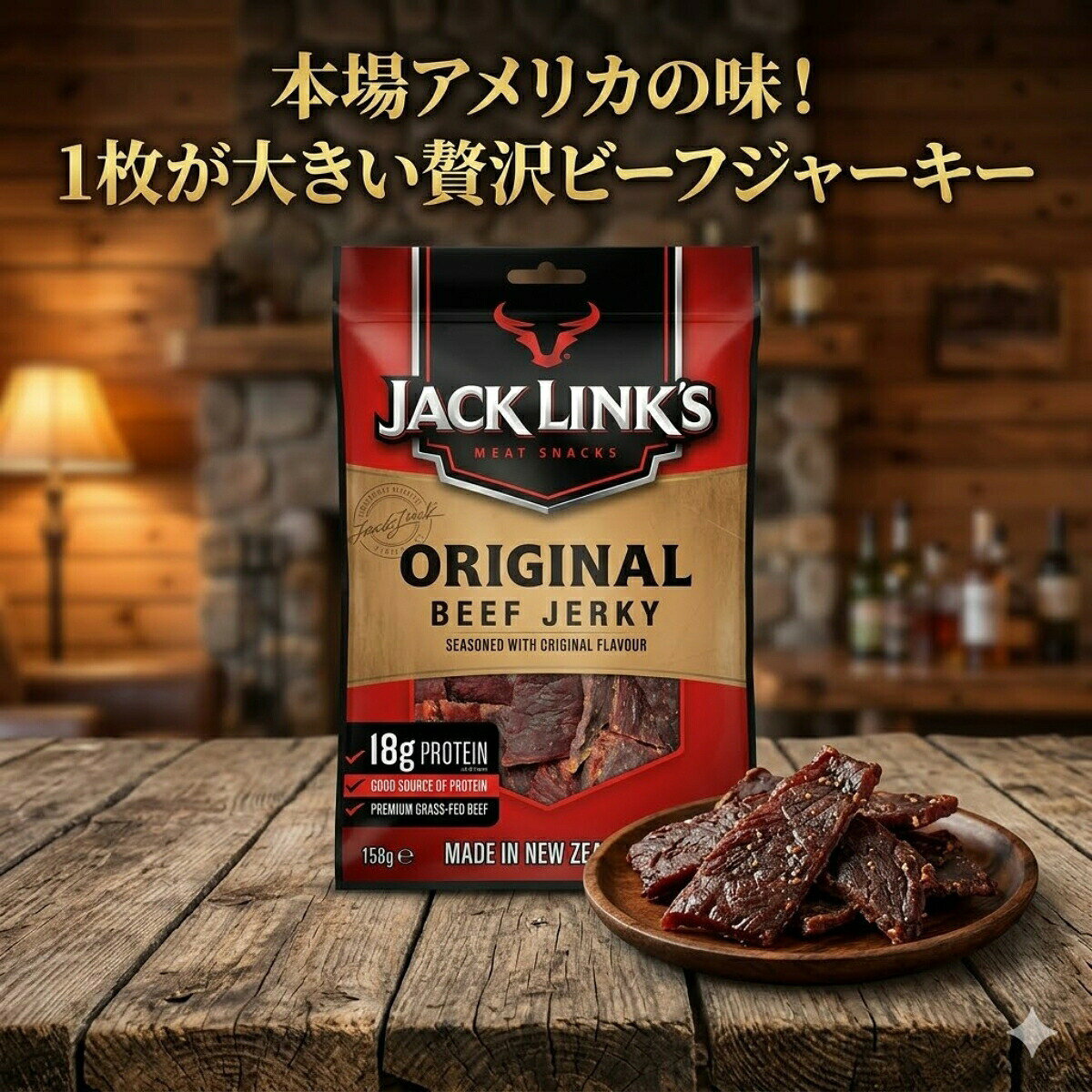 商品情報賞味期限賞味期限6ヶ月以上保証関連ワードジャックリンクス ビーフジャーキー オリジナル 158g コストコ ニュージーランド産 牛肉 おつまみ プロテイン Jack Link's おやつ 燻製 珍味 備蓄 筋トレ 高タンパク質 非常食 キャンプ レジャー お試し ポイント消化 買い回り 送料無料 ビーフジャーキー ビーフスティック ペッパー テリヤキ コストコ ペッパー味 味 100g 25g 310g 50g オリジナル カロリー 口コミ スティック ハラペーニョ 300g ポーククラックル 豚皮チップス 200g jack link's 賞味期限 スウィート チキンスティック 値段 ベーコンジャーキー 310 訳あり【圧倒的旨み！】 ジャックリンクス ビーフジャーキー オリジナル 310g コストコ ニュージーランド産 牛肉 おつまみ プロテイン Jack Link's おやつ 燻製 珍味 備蓄 筋トレ 高タンパク質 非常食 キャンプ レジャー 【送料無料】 世界中で愛される本場アメリカの味！噛むほどに溢れ出す牛肉の旨みと、スモーキーな香りがたまらない贅沢なひととき。晩酌の格を上げる最高のお供や、アクティブな毎日の栄養補給に。 【世界シェアNo.1！ジャックリンクス ビーフジャーキー 大容量310g】本場アメリカの伝統的な味わいで知られる「ジャックリンクス（Jack Link's）」。厳選されたニュージーランド産牛肉を100%使用し、独自のスパイスと燻製の香りで仕上げた、噛み応え抜群のオリジナルフレーバーです。たっぷり楽しめる310gの特大サイズでお届けします。■ 商品のこだわりと特徴圧倒的な肉の旨みと贅沢な厚み一般的なジャーキーとは一線を画す、ジューシーで食べ応えのある肉厚カット。秘伝のタレに漬け込み、じっくりとスモークすることで、噛めば噛むほど牛肉本来の深い味わいが広がります。高タンパク・低カロリーな「食べるプロテイン」タンパク質含有量が非常に高く、筋トレ中の方やダイエット中の方の栄養補給としても非常に優秀。罪悪感なく楽しめるヘルシーなおやつです。あらゆるシーンを彩る万能おつまみビールやハイボール、ワインとの相性は抜群！チャック付きの310g大容量パックなので、キャンプや登山、アウトドアの携行食としても、ご家族でのシェアにも最適。長期保存が可能なため、災害時の非常食・備蓄としても重宝します。 5