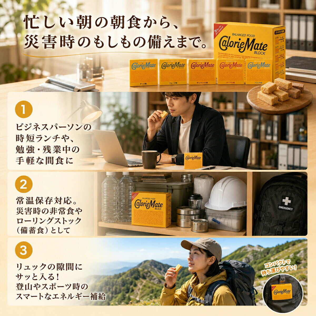 【まとめ買い10％OFFクーポン】カロリーメイト チョコ ブロック 5種 4本入 5セット アソート 詰め合わせ フルーツ バニラ チョコレート メープル チーズ 大容量 業務用 コストコ 44000 バランス栄養食 非常食 備蓄 災害 防災 おやつ 朝食 ランチ 間食 夜食 まとめ買い monokono-bigbox-10000209 MONOKONO BIGBOX サンプル画像3
