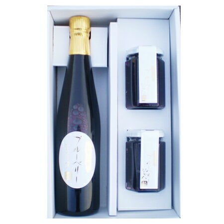 【国産】山形産 ブルーベリージュース果汁100％ 500ml×1本　ブルーベリージャム180g×2のセット;【楽ギフ_のし宛書】