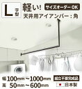 【ポイント5倍/24~27日】【 L字型 】【 軽いアイアンで天井負担減！10mm刻みでサイズが選べる 天井用アイアンバー】【 幅100〜1000mm 】角パイプ 吊り下げ アイアンバー 日本製【 monoKOZZ 】( ものこっつ )【レビューで限定特典】