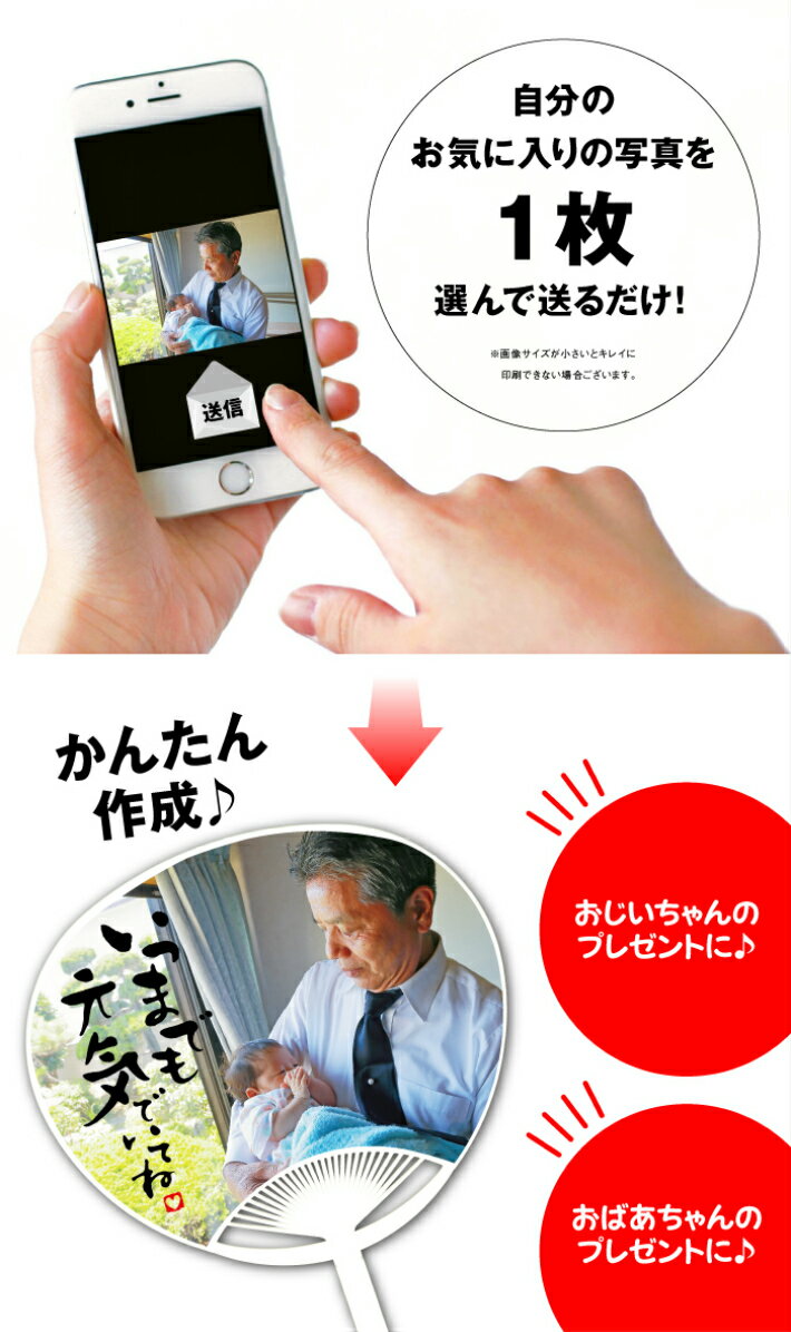 【ポイント5倍 2/16 1時59分まで】敬老 写真入り うちわ [2枚] 敬老の日 敬老の日プレゼント 暑中見舞い 孫 写真 プレゼント ギフト グッズ おじいちゃん おばあちゃん プリント 熱中症 子ども 赤ちゃん ベビー 家族 ペット 顔写真 内祝い お中元 お盆 帰省 写真入りうちわ