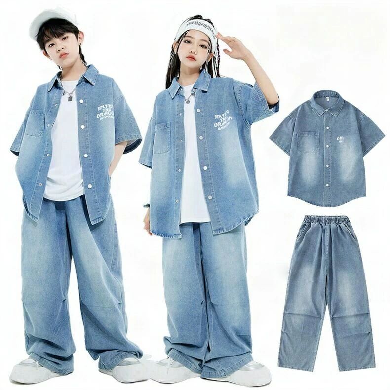 ダンス衣装 セットアップ デニムシャツ デニムパンツ ヒップホップ パンツ デニム 衣装 デ デニムシャツメンズ デニムシャツレディース