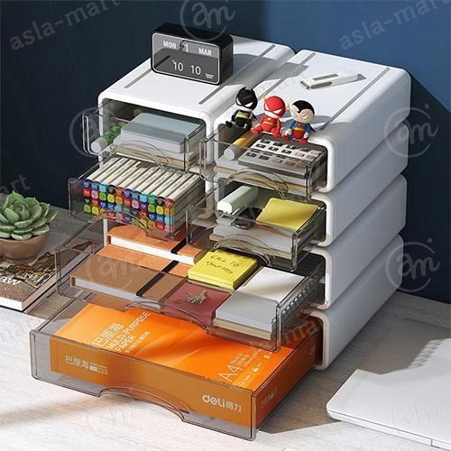 卓上収納ボックス 引き出し 卓上収納ケース 収納ボックス プラスチック A4/A5対応 横 小物 1段 2段 3段 ホワイト 透明 滑り止め 大容量