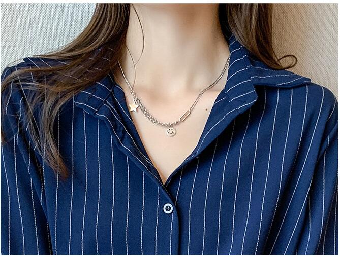 モノリスプラスのシャツ ブラウス スキッパーカラーブラウス レディース ストライプシャツ 長袖 Vネック ストライプ 大きいサイズ ゆるシャツ 春 夏 オフィス OL 通勤 フォーマル 韓国 カジュアル 着痩せ｜アングル3
