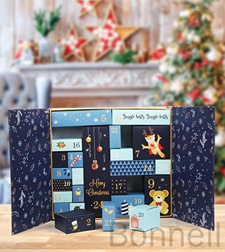 クリスマス限定：クリスマス前の期間をより楽しく過ごすために、12月24日までをカウントダウンしていく中身を自分で詰めるタイプアドベントカレンダーボックス。中身には自由に入れる：ラッピングボックスに物が入っていることができます。クリスマスまでの日数をカウントするためのカレンダーを手つくりする。毎朝、目覚めるのが楽しみになり、クリスマスの12月が特別な期間になること間違いありません。サイズ：H30cm×W33cm×D8cm;本のように開いて飾るアドベントカレンダー。引き出しが24個並んでます。デザイン：高品質な紙を使用しており、しっかりとした紙質の感触に大人の高級感を感じるギフトボックスです。キラキラなクリスマス柄のデザインと落ち着いた紺のクールな雰囲気はプレゼントをさらにおしゃれなものに引き立たせてくれます。クリスマスが終わり、収納ケースとしても使える自己詰めタイプ：自分好みの小物を入れって、お部屋のインテリアを楽しんだり、女友達やママ友を招待して、子供が好きな物など入れってクリスマスアドベントカレンダーを作りましょう。※北海道、沖縄及び離島などの一部地域には追加料金がございますので、　ご了承くださいませ、北海道、離島の場合は追加料金が800円になります。 　沖縄県の場合は追加料金が1000円になります。 指定された配送時間は承っておりません。【Bonneil】クリスマス限定：クリスマス前の期間をより楽しく過ごすために、12月24日までをカウントダウンしていく中身を自分で詰めるタイプアドベントカレンダーボックス。中身には自由に入れる：ラッピングボックスに物が入っていることができます。クリスマスまでの日数をカウントするためのカレンダーを手つくりする。毎朝、目覚めるのが楽しみになり、クリスマスの12月が特別な期間になること間違いありません。サイズ：H30cm×W33cm×D8cm;本のように開いて飾るアドベントカレンダー。引き出しが24個並んでます。デザイン：高品質な紙を使用しており、しっかりとした紙質の感触に大人の高級感を感じるギフトボックスです。キラキラなクリスマス柄のデザインと落ち着いた紺のクールな雰囲気はプレゼントをさらにおしゃれなものに引き立たせてくれます。クリスマスが終わり、収納ケースとしても使える自己詰めタイプ：自分好みの小物を入れって、お部屋のインテリアを楽しんだり、女友達やママ友を招待して、子供が好きな物など入れってクリスマスアドベントカレンダーを作りましょう。※北海道、沖縄及び離島などの一部地域には追加料金がございますので、　ご了承くださいませ、北海道、離島の場合は追加料金が800円になります。 　沖縄県の場合は追加料金が1000円になります。 指定された配送時間は承っておりません。【Bonneil】