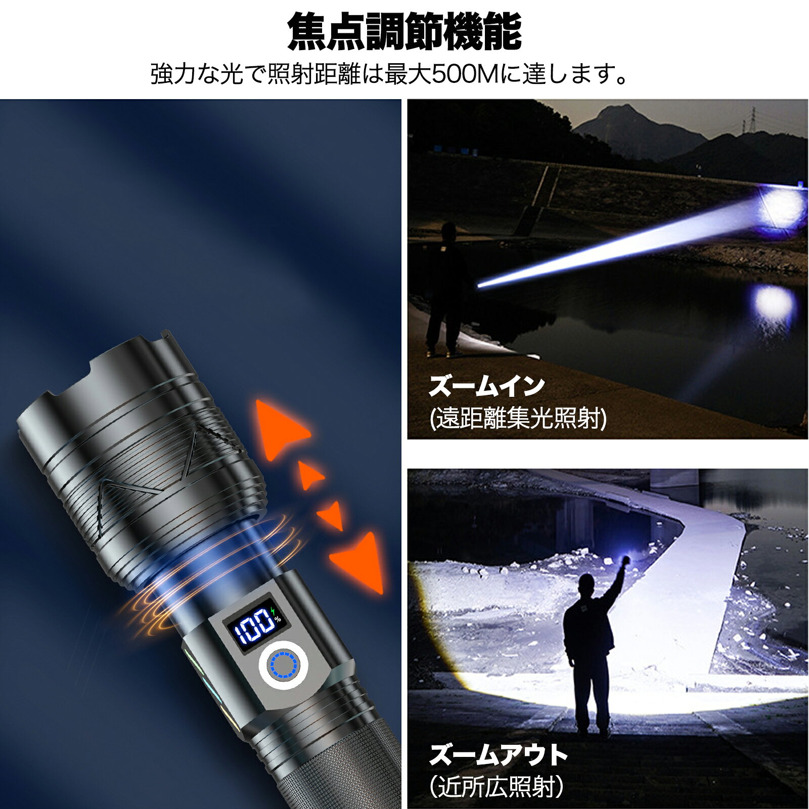 ��������50%OFF�����ݥ������桿 �������� ���� led�饤�� ���ż� 1200lm 5��Ĵ���⡼�� 5000mAh 26650�Хåƥ꡼�� �ǥ��������ŵ��� ����߹�� Type-C���� �����༰ ���� �Ƕ� ���� ���뤤 �ϥ�ǥ��饤�� �����ȥɥ� �ɿ� �л�/�����/������/�����к�/�ɺҥ��å�