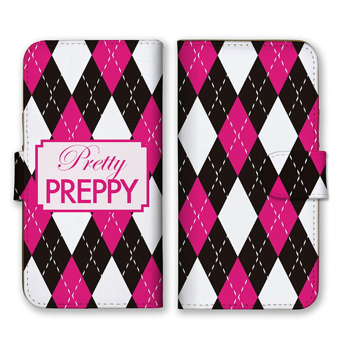 Rakuten - 全機種対応 手帳型 スマホケース SIMフリー対応 PREPPY PRETTY チェック柄 可愛い かわいい お洒落 アート アート柄 デザイン トレンド 人気 おすすめ 派手 白 オレンジ 黒 ブラック set10761 iPhone14 13 12mini Pro Max SE(第3世代) Galaxy Xperia AQUOS