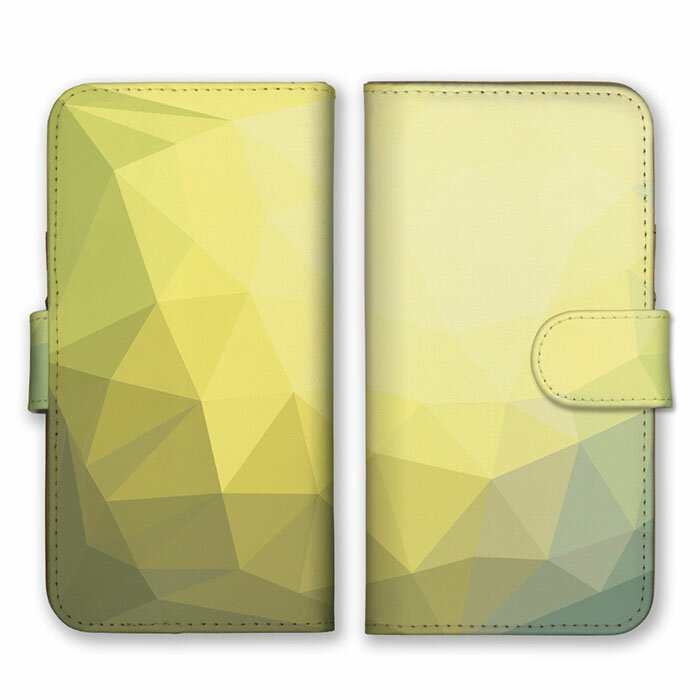 全機種対応 手帳型 スマホケース SIMフリー対応 ガラス 綺麗 アート 結晶 図形 三角形 模様 柄 水晶 派手 奇抜 芸術 お洒落 デザイン 反射 緑 グリーン 黄 イエロー set11527 iPhone14 13 12mini Pro Max SE(第3世代) Galaxy Xperia AQUOS