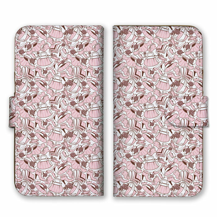 全機種対応 手帳型 スマホケース SIMフリー対応 下駄 ゲタ 靴 くつ サンダル 和 和装 柄 模様 アート デザイン アート柄 ポップ 可愛い キュート CUTE 水 ピンク 黄 ブルー イエロー set11970 iPhone14 13 12mini Pro Max SE(第3世代) Galaxy Xperia AQUOS