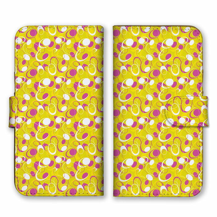 全機種対応 手帳型 スマホケース SIMフリー対応 水玉 水 丸 ドット 円 カラフル 柄 アート 模様 デザイン デザイン柄 派手 個性的 奇抜 おたまじゃくし ベージュ 白 ピンク ホワイト set11985 iPhone14 13 12mini Pro Max SE(第3世代) Galaxy Xperia AQUOS