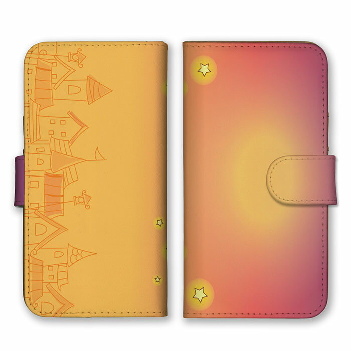 全機種対応 手帳型 スマホケース SIMフリー対応 絵本 手書き 風景 情景 デザイン アート アート柄 クレヨン イラスト 絵 お洒落 オシャレ 可愛い 夜 夜景 街灯 街 ハート set12471 iPhone12 11 Pro Max SE(第2世代) XS Galaxy Xperia AQUOS