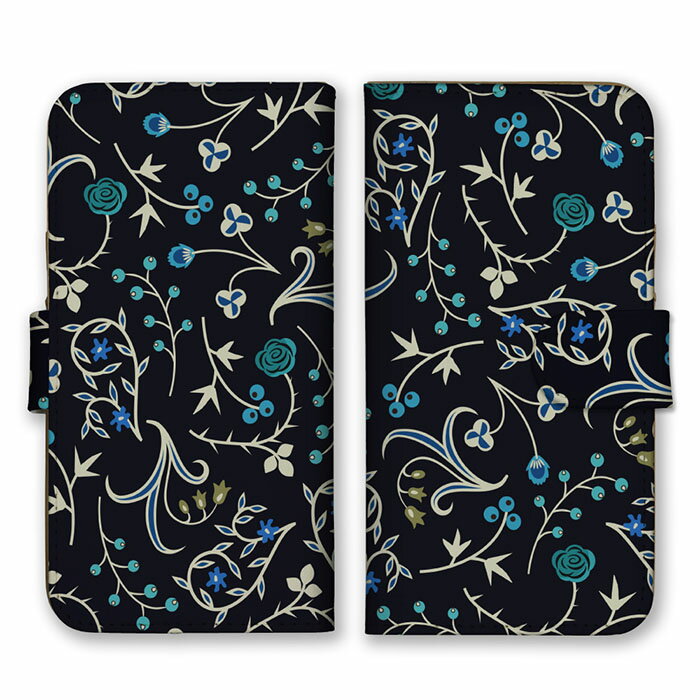 Rakuten - 全機種対応 手帳型 スマホケース SIMフリー対応 花柄 草 植物 自然 芸術 デザイン アート 柄 シンプル かわいい 可愛い 落ち着いた 大人 黒 ブラック グレー 白 set13411 iPhone14 13 12mini Pro Max SE(第3世代) Galaxy Xperia AQUOS