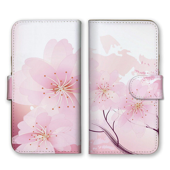 Rakuten - 全機種対応 手帳型 スマホケース SIMフリー対応 花柄 桜 桜の木 柄 模様 夜空 蝶々 デザイン アート おしゃれ かわいい オススメ 人気 個性的 グラフィック 紺 ネイビー 桜色 薄桃 黄緑 set16064 iPhone14 13 12mini Pro Max SE(第3世代) Galaxy Xperia AQUOS