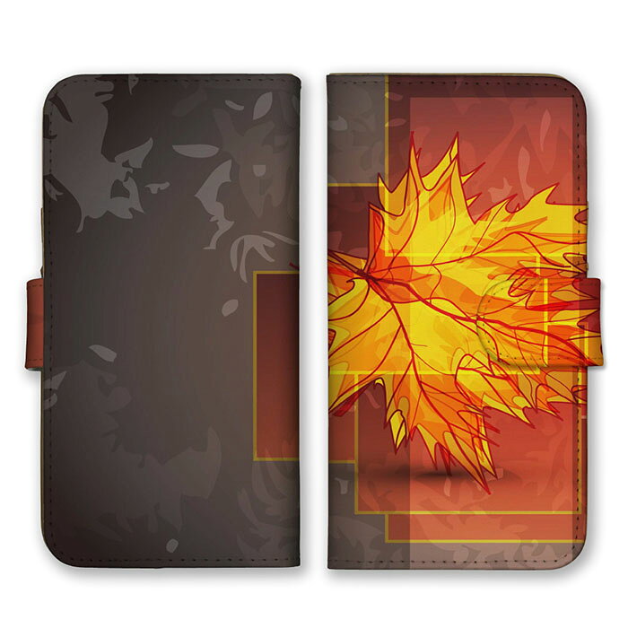 全機種対応 手帳型 スマホケース SIMフリー対応 紅葉 葉っぱ もみじ 秋 柄 模様 デザイン 芸術 アート シンプル おしゃれ かわいい 斬新 オススメ 個性的 朱色 黄色 ピンク 橙 オレンジ set16268 iPhone14 13 12mini Pro Max SE(第3世代) Galaxy Xperia AQUOS
