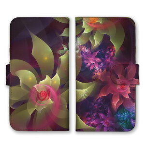 全機種対応 手帳型 スマホケース SIMフリー対応 グラフィック柄 お花 花柄 フラワー 宇宙船 幻想的 神秘的 おしゃれ 個性的 大人 綺麗 パープル イエロー ネオン set17383 iPhone14 13 12mini Pro Max SE(第3世代) Galaxy Xperia AQUOS