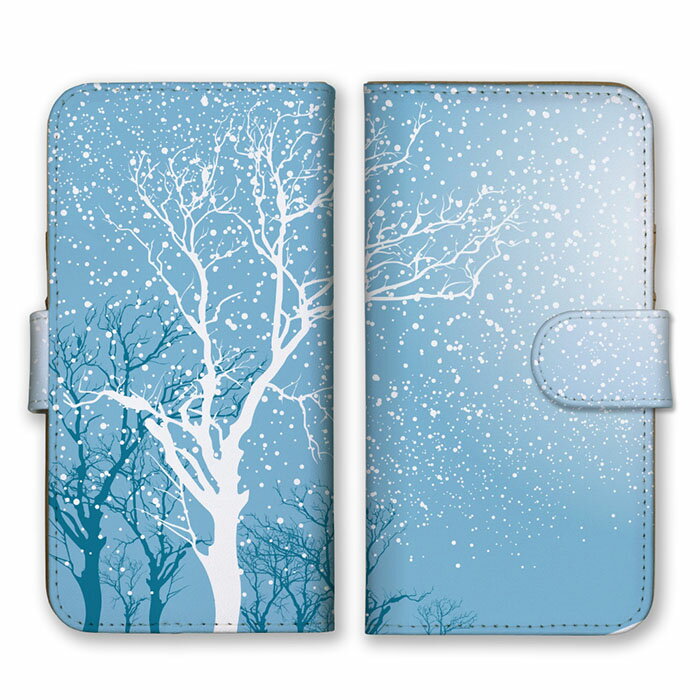 全機種対応 手帳型 スマホケース SIMフリー対応 雪 結晶 夜空 雪原 冬 木 雪だるま 家 デザイン シンプル かわいい おしゃれ 人気 オススメ 個性的 紺 青 白 水色 白藍 ネイビー set17588 iPhone14 13 12mini Pro Max SE(第3世代) Galaxy Xperia AQUOS
