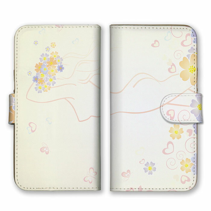 全機種対応 手帳型 スマホケース SIMフリー対応 春の女神 スプリング 花柄 フラワー桜色 ベージュ クリーム色 綺麗 上品 大人 女性 繊細 set17880 iPhone14 13 12mini Pro Max SE(第3世代) Galaxy Xperia AQUOS