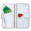 全機種対応 手帳型 スマホケース SIMフリー対応 クリスマスツリー X'Mas 大人 シンプル ほのぼの 個性的 冬 ホワイト グリーン レッド set17915 iPhone14 13 12mini Pro Max SE(第3世代) Galaxy Xperia AQUOS